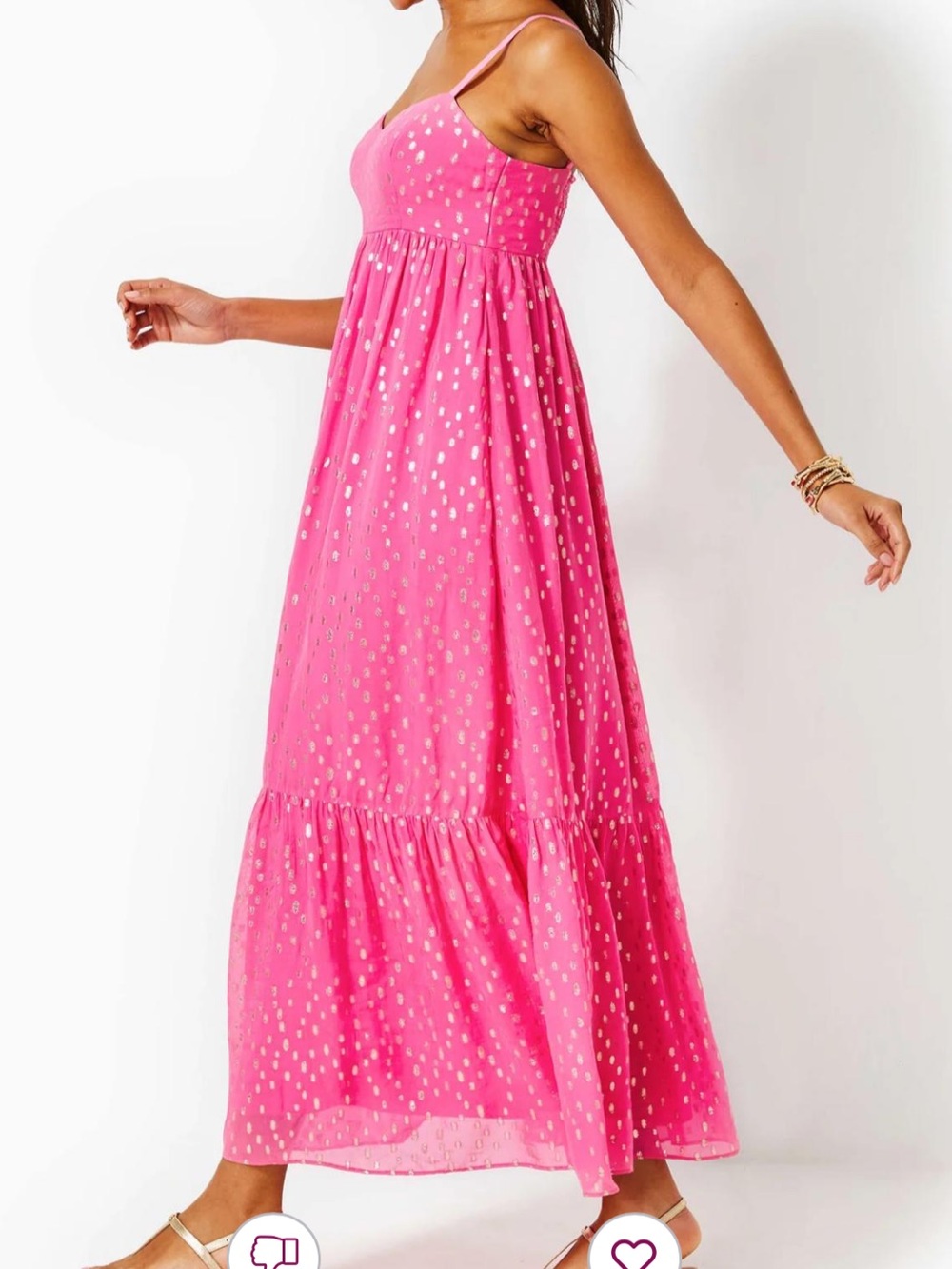 Lilly Pulitzer Hiedi Pink Maxi Dress with Metallic Spots - Picture 8 of 8